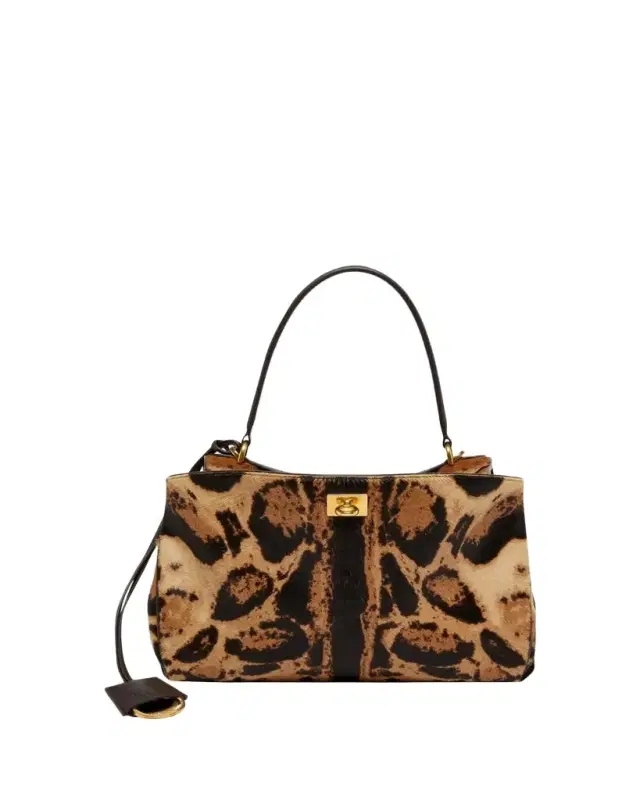 Balenciaga Rodeo Small Animal-Print Calf Hair Top-Handle Bag