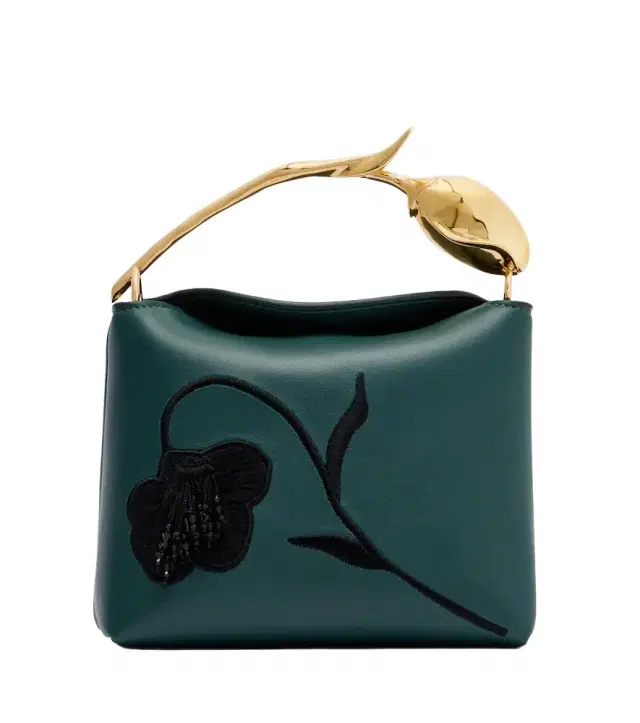 Erdem Bloom Mini embroidered leather top-handle bag