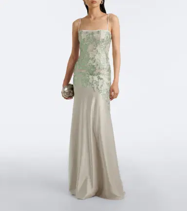 Costarellos Jennan sequined lace and satin gown | Thumbnail 3 Costarellos Jennan sequined lace and satin gown | Thumbnail 3