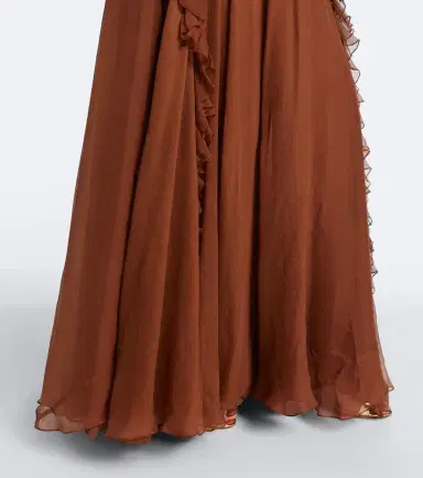 Costarellos Embroidered floral-appliqué silk gown | Thumbnail 5