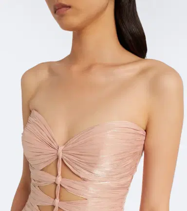 Costarellos Ruched Lurex georgette gown | Thumbnail 4