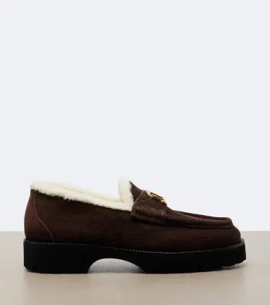 Valentino Garavani VLogo shearling-trimmed suede platform loafers | Thumbnail 2 Valentino Garavani VLogo shearling-trimmed suede platform loafers | Thumbnail 2