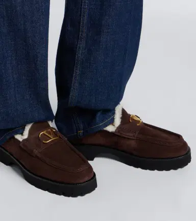 Valentino Garavani VLogo shearling-trimmed suede platform loafers | Thumbnail 6 Valentino Garavani VLogo shearling-trimmed suede platform loafers | Thumbnail 6
