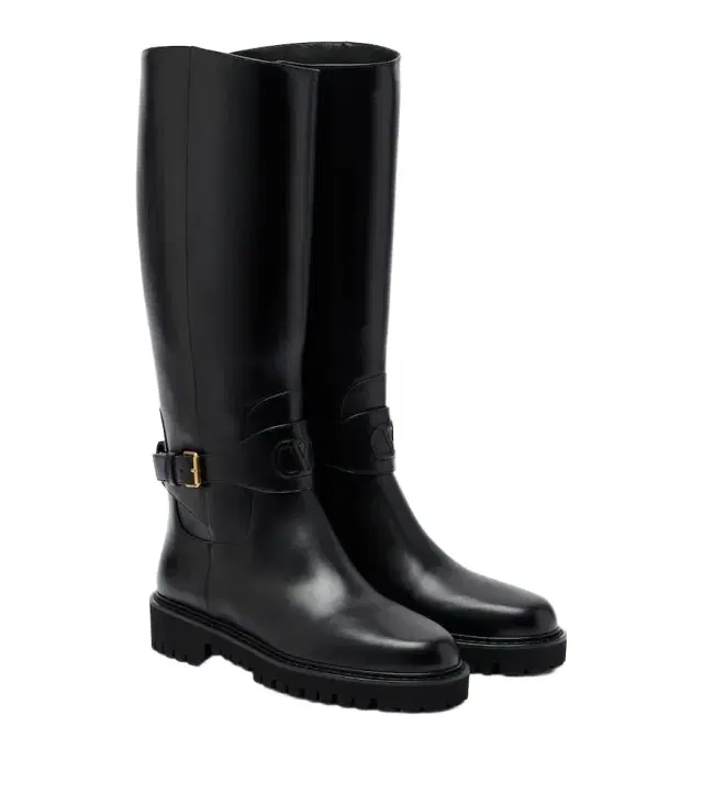 VLogo leather knee-high boots