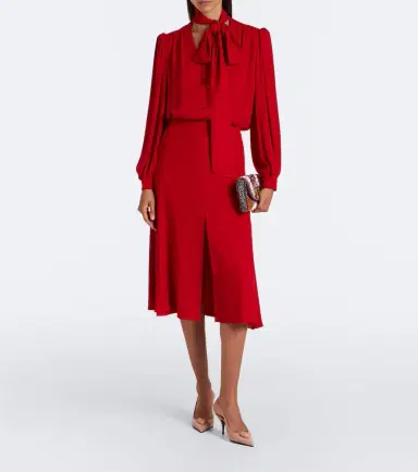 Valentino Silk georgette midi skirt | Thumbnail 2 Valentino Silk georgette midi skirt | Thumbnail 2