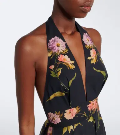 Elie Saab Floral pleated cotton poplin maxi dress | Thumbnail 2