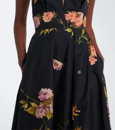 Elie Saab Floral pleated cotton poplin maxi dress | Thumbnail 4