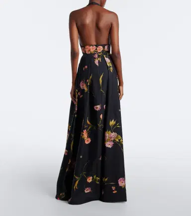 Elie Saab Floral pleated cotton poplin maxi dress | Thumbnail 5