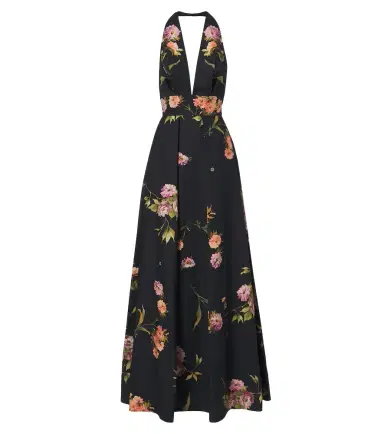 Elie Saab Floral pleated cotton poplin maxi dress | Thumbnail 1