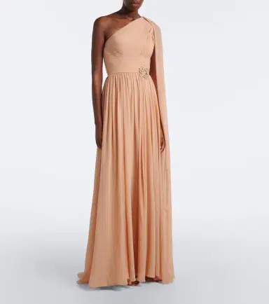 Elie Saab Embellished plissé one-shoulder silk gown | Thumbnail 3