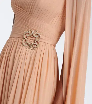 Elie Saab Embellished plissé one-shoulder silk gown | Thumbnail 4