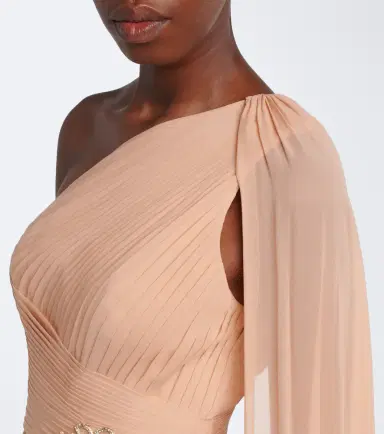 Elie Saab Embellished plissé one-shoulder silk gown | Thumbnail 6