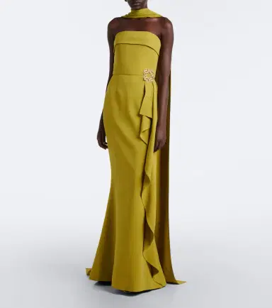 Elie Saab Scarf-detail embellished draped cady gown | Thumbnail 7