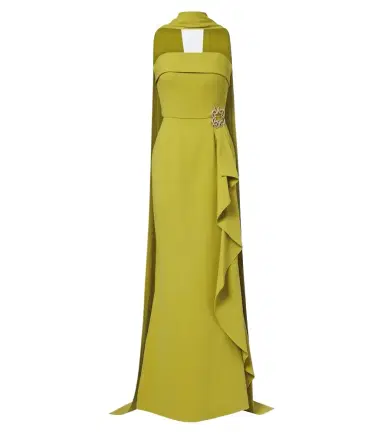 Elie Saab Scarf-detail embellished draped cady gown | Thumbnail 1