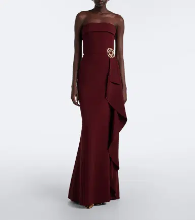 Elie Saab Scarf-detail embellished draped cady gown | Thumbnail 3