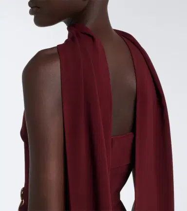 Elie Saab Scarf-detail embellished draped cady gown | Thumbnail 6