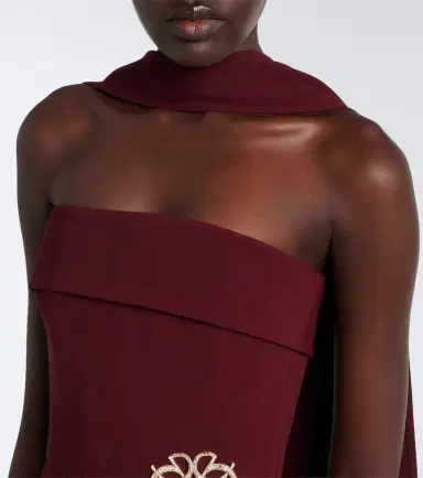 Elie Saab Scarf-detail embellished draped cady gown | Thumbnail 7