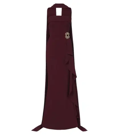 Elie Saab Scarf-detail embellished draped cady gown | Thumbnail 1