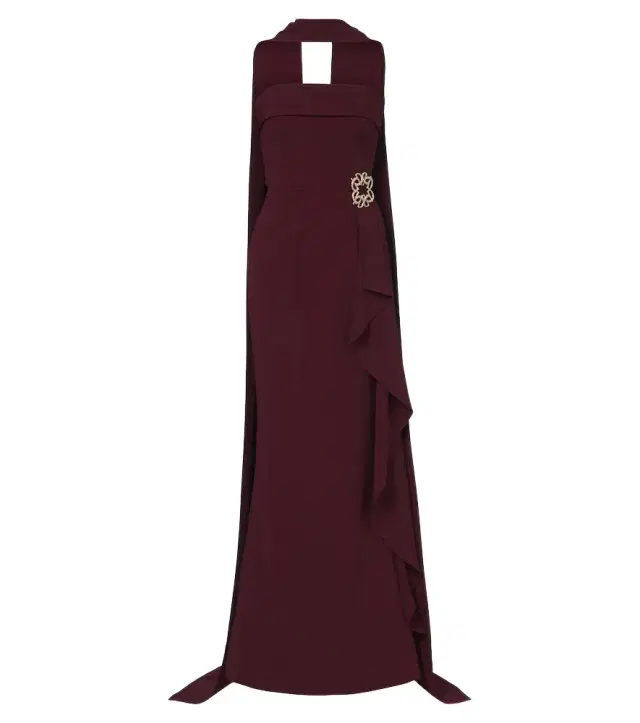 Elie Saab Scarf-detail embellished draped cady gown