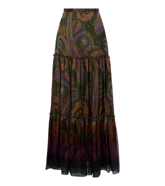 Etro Paisley silk tiered maxi skirt