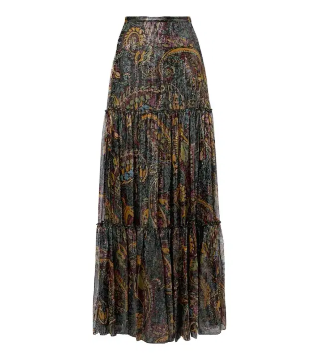 Etro Paisley silk-blend tiered maxi skirt