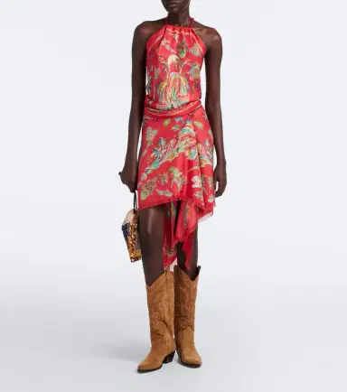 Etro Paisley asymmetric silk twill miniskirt | Thumbnail 6 Etro Paisley asymmetric silk twill miniskirt | Thumbnail 6