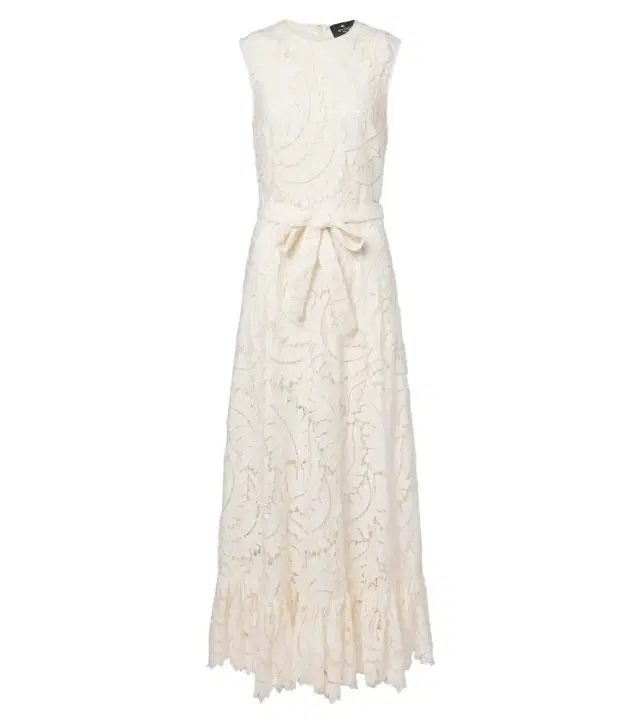 Etro Belted giupure lace cotton maxi dress