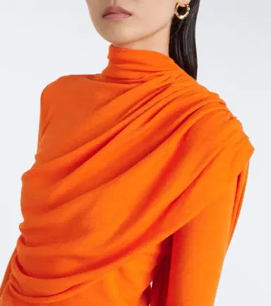 Mugler Caped wool-blend top | Thumbnail 4