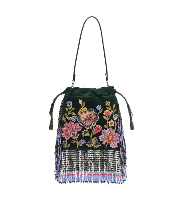 Etro Kalispera Small beaded suede shoulder bag