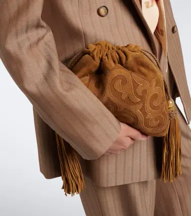 Etro Kalispera Small embroidered suede clutch | Thumbnail 6