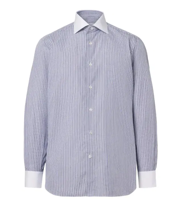 Brioni William striped cotton poplin shirt