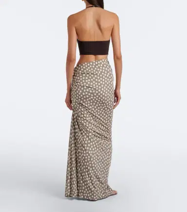 Alaïa Alaïa Gathered polka-dot jersey maxi skirt | Thumbnail 5