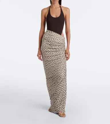 Alaïa Alaïa Gathered polka-dot jersey maxi skirt | Thumbnail 6