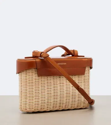 Aquazzura Belgravia leather-trimmed wicker vanity bag | Thumbnail 2