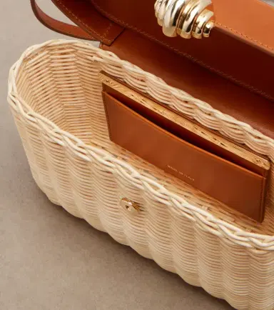 Aquazzura Belgravia leather-trimmed wicker vanity bag | Thumbnail 4