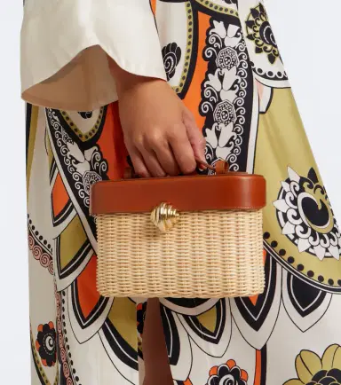 Aquazzura Belgravia leather-trimmed wicker vanity bag | Thumbnail 5