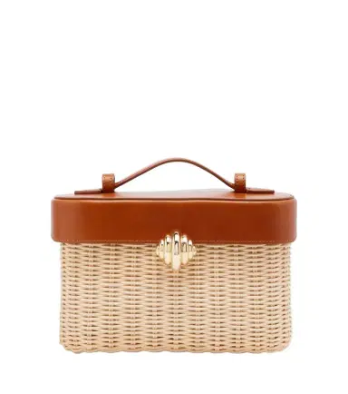 Aquazzura Belgravia leather-trimmed wicker vanity bag | Thumbnail 1