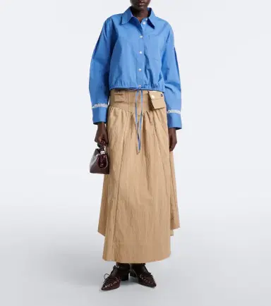 Ganni Gathered cotton-blend maxi skirt | Thumbnail 4