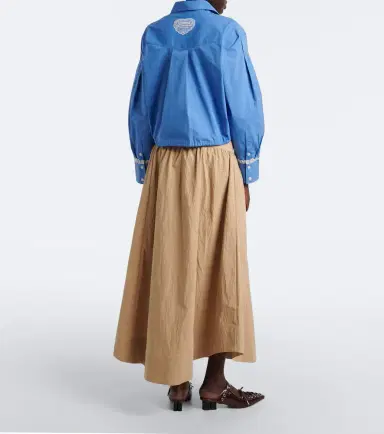 Ganni Gathered cotton-blend maxi skirt | Thumbnail 5