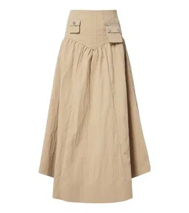 Ganni Gathered cotton-blend maxi skirt | Thumbnail 1