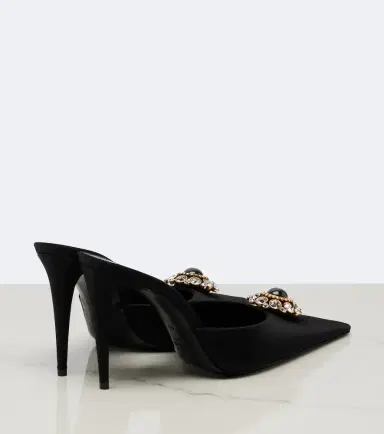 Saint Laurent Cosmo embellished satin mules | Thumbnail 2