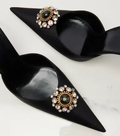 Saint Laurent Cosmo embellished satin mules | Thumbnail 3