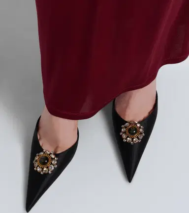 Saint Laurent Cosmo embellished satin mules | Thumbnail 6