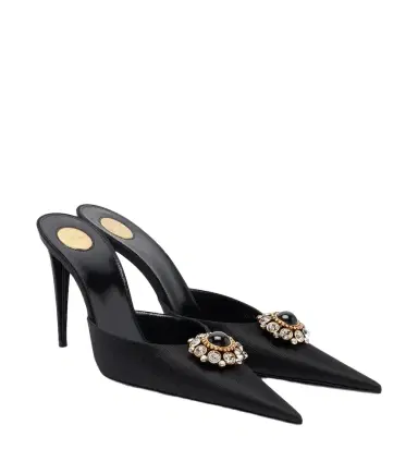Saint Laurent Cosmo embellished satin mules | Thumbnail 1