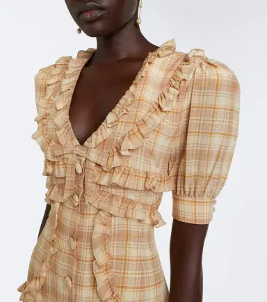 Alessandra Rich Ruffled plaid silk midi dress | Thumbnail 2