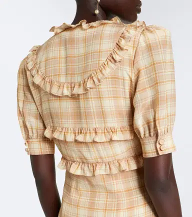 Alessandra Rich Ruffled plaid silk midi dress | Thumbnail 4