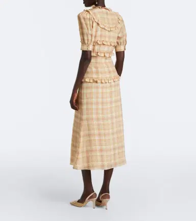 Alessandra Rich Ruffled plaid silk midi dress | Thumbnail 5