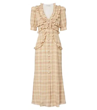 Alessandra Rich Ruffled plaid silk midi dress | Thumbnail 1