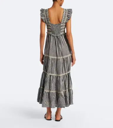 Rixo Chandra checked tiered cotton midi dress | Thumbnail 4 Rixo Chandra checked tiered cotton midi dress | Thumbnail 4