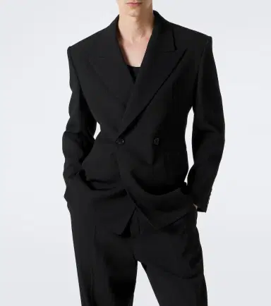 Saint Laurent Chalk stripe wool-blend grain de poudre blazer | Thumbnail 3